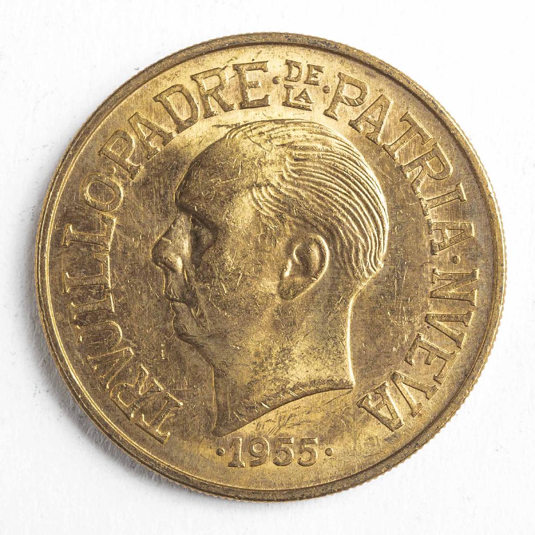 1955 30 Pesos Dominican Gold Coin: DESCRIPTION: 1955 30 Pesos Dominican gold coin. CONDITION: Choice Uncirculated.