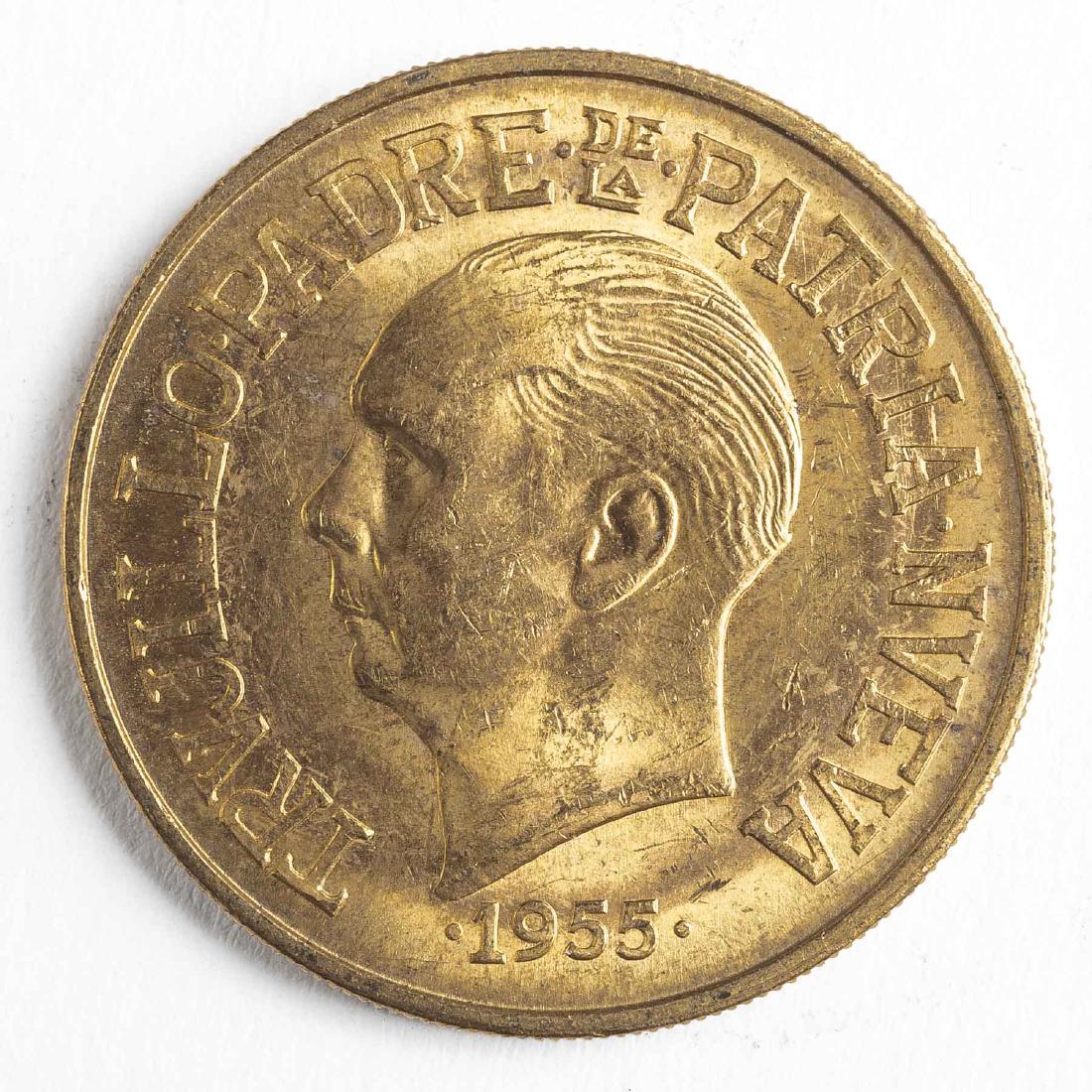 1955 30 Pesos Dominican Gold Coin: DESCRIPTION: 1955 30 Pesos Dominican gold coin. CONDITION: Choice Uncirculated.