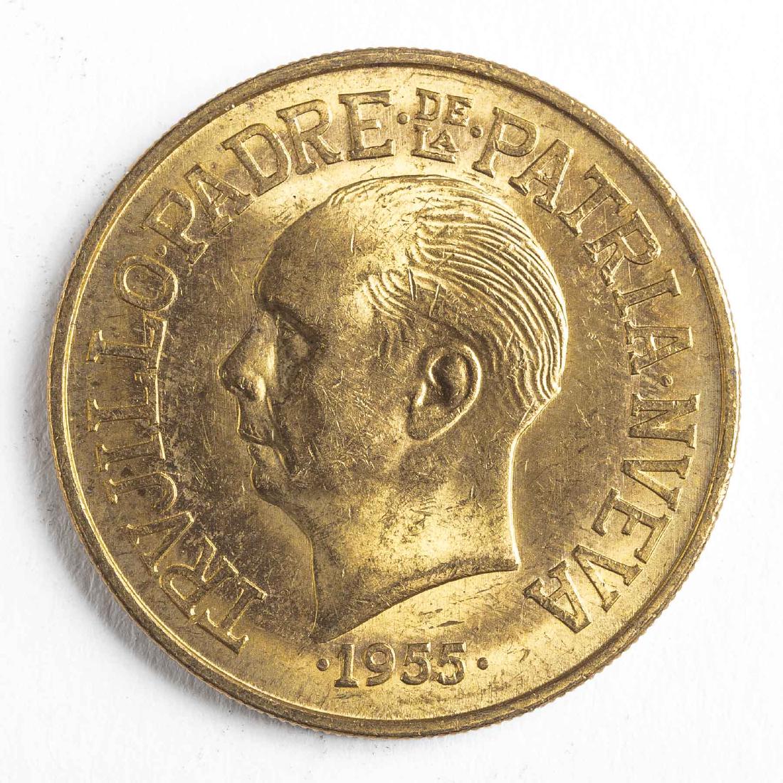 1955 30 Pesos Dominican Gold Coin: DESCRIPTION: 1955 30 Pesos Dominican gold coin. CONDITION: Choice Uncirculated.