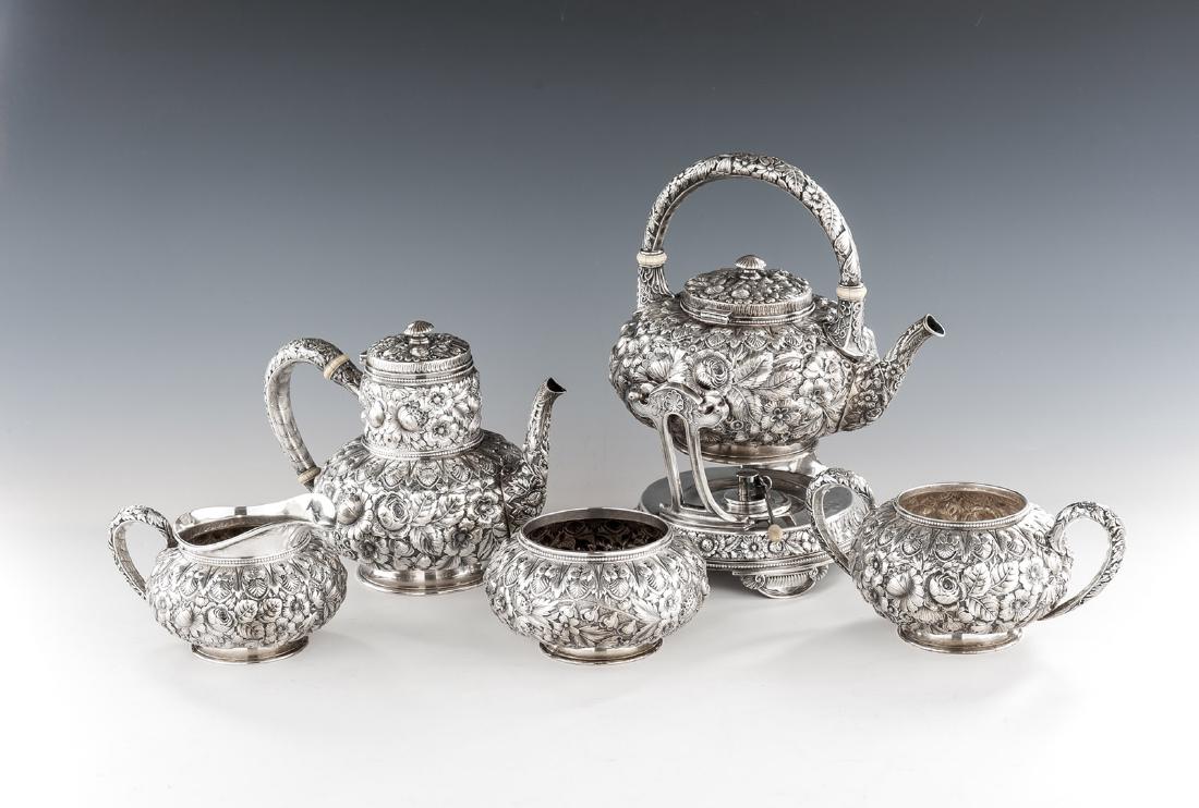 5 Pc Gorham Repousse Sterling Tea Set (1 of 4)