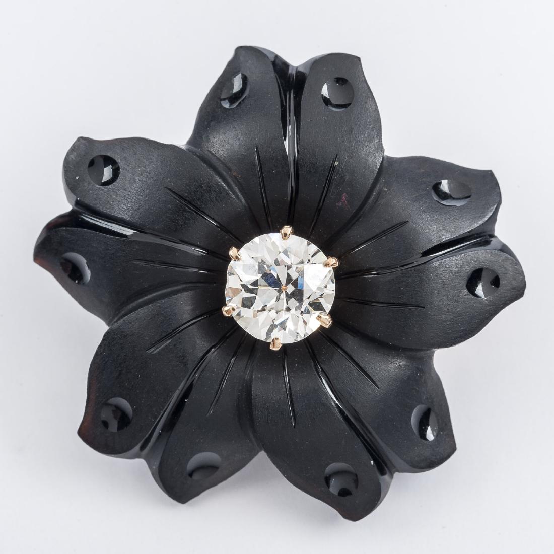 Victorian .97 Carat Diamond Mourning Brooch (1 of 2)