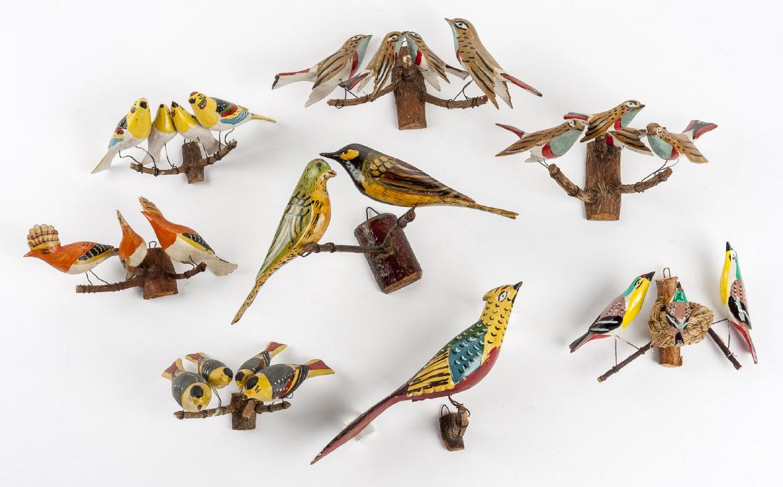8 Folk Art Carved Bird Groupings (1 of 18)