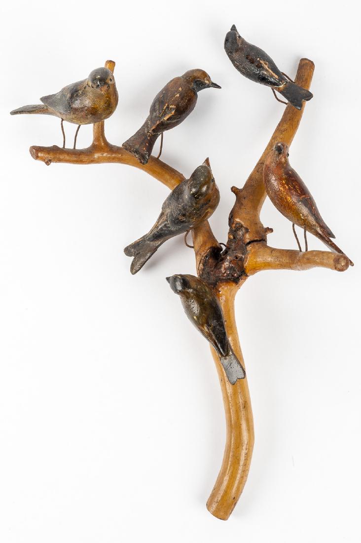 Folk Art Carved Birds on Branches