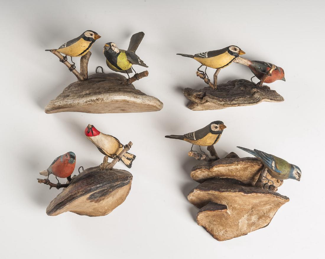 4 Carved Bird Groupings on Fungus Mounts (1 of 1)