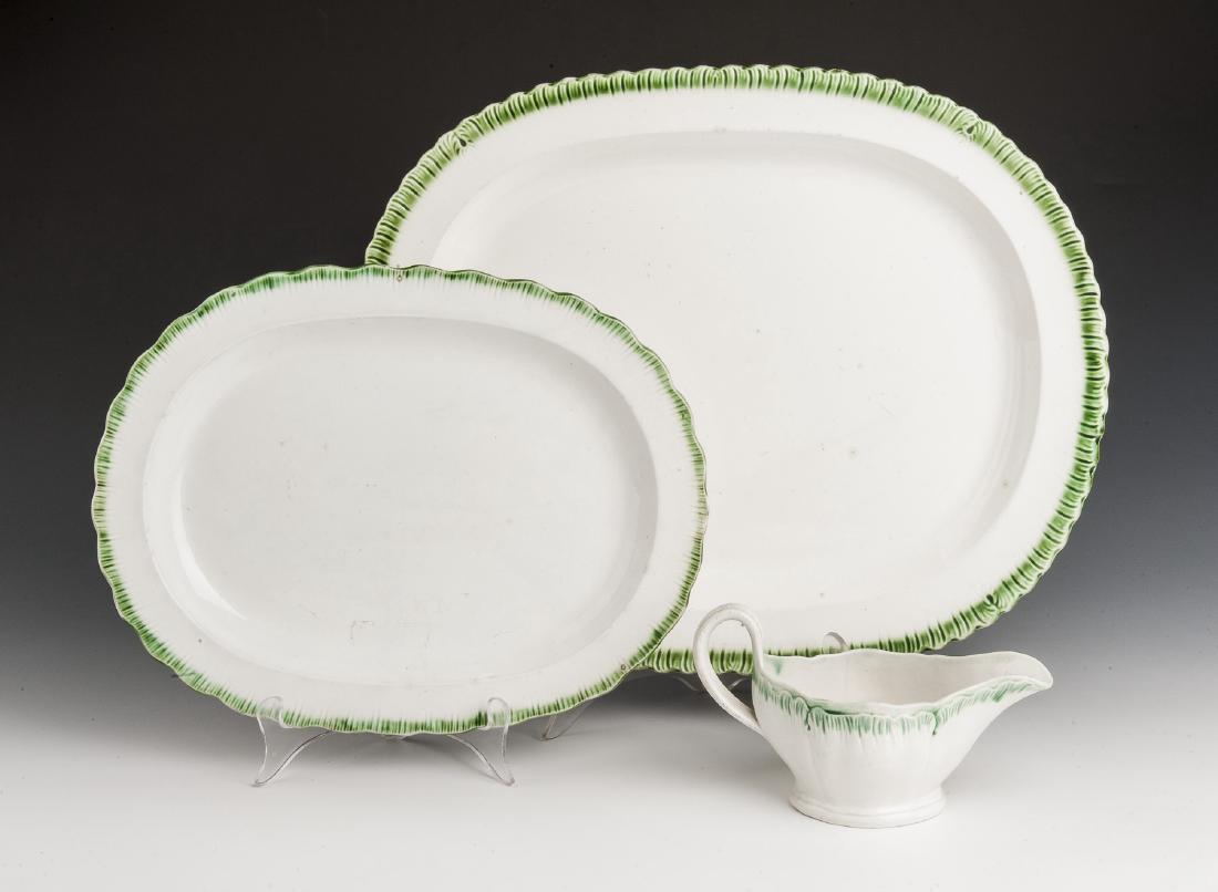 3 Pcs Green Feather Edge Pearlware (1 of 7)