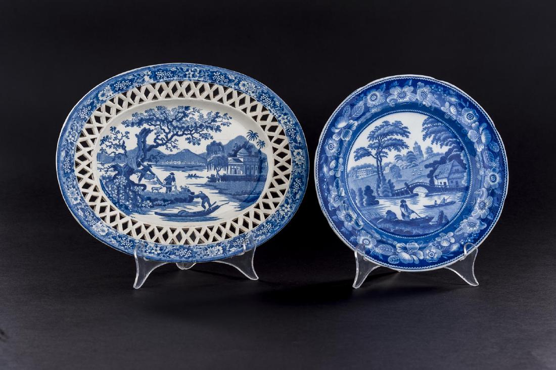 2 Staffordshire Flow Blue Plates Incl Reticulated (1 of 4)