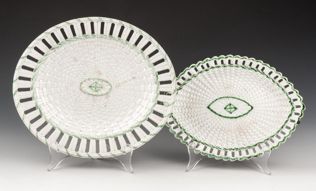 2 Pcs Staffordshire Basket Weave Creamware (1 of 4)
