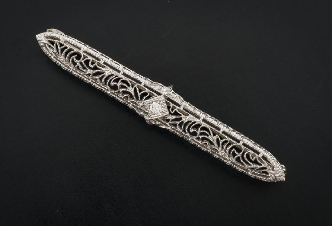 14K Edwardian Diamond Bar Pin (1 of 2)