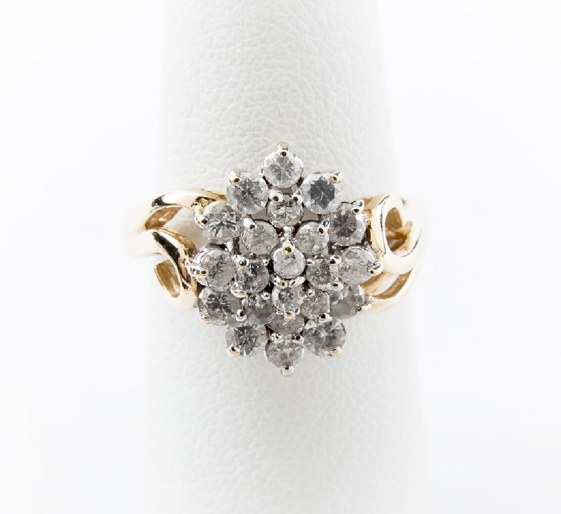 14K .80 CTW Diamond Cluster Ring (1 of 2)