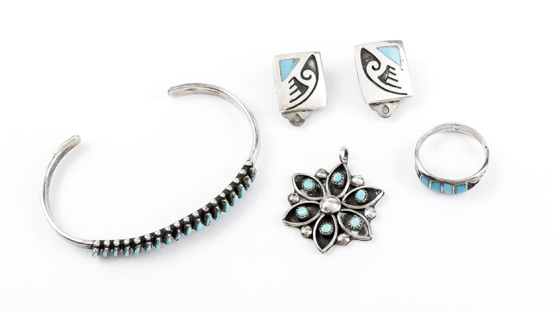 4 Pcs Silver & Turquoise Jewelry (1 of 7)