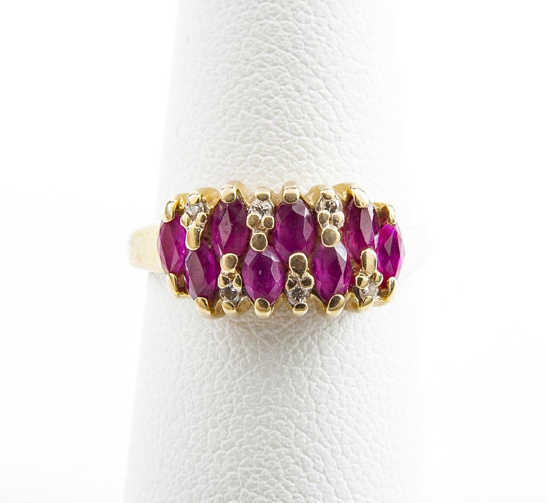 14K Marquise Ruby & Diamond Ring (1 of 2)