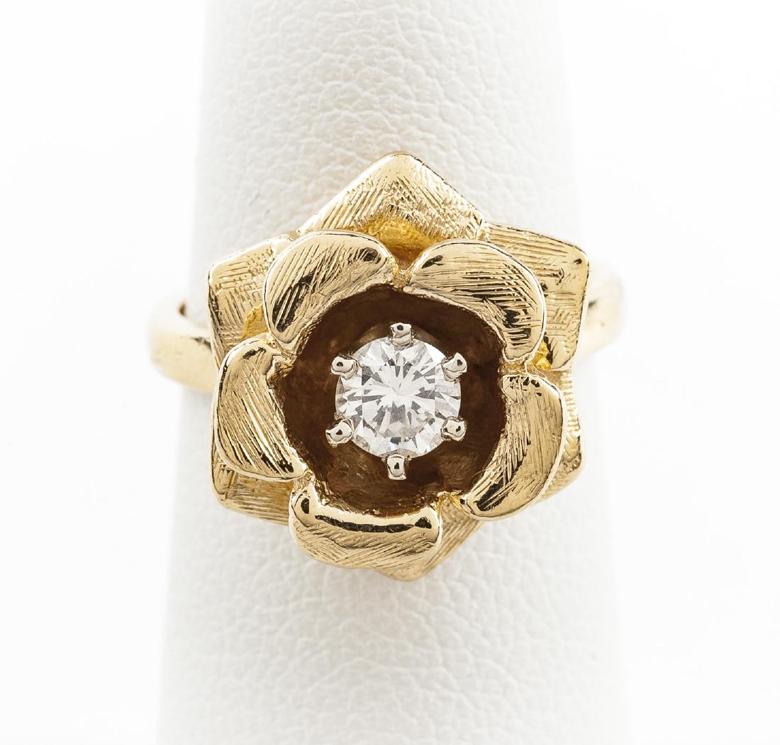 14K .32 Carat Diamond Flower Ring (1 of 2)