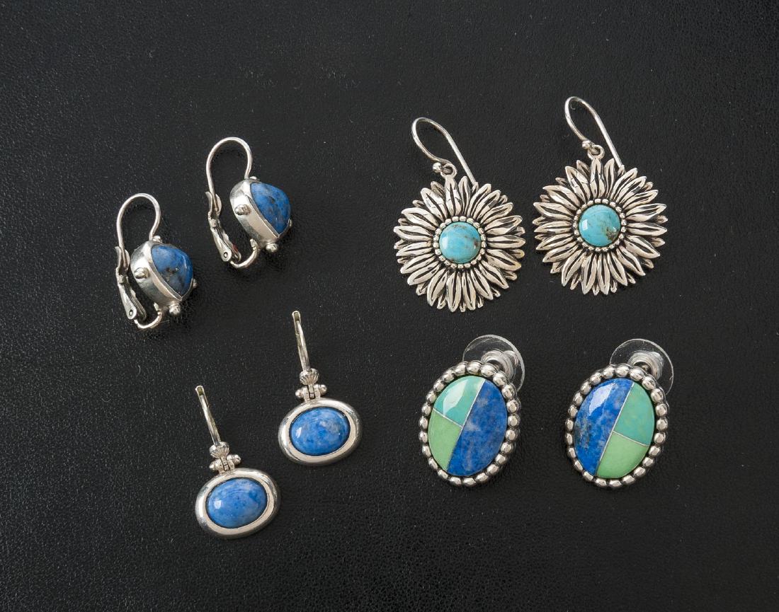 4 Pairs Sterling & Hardstone Earrings (1 of 1)