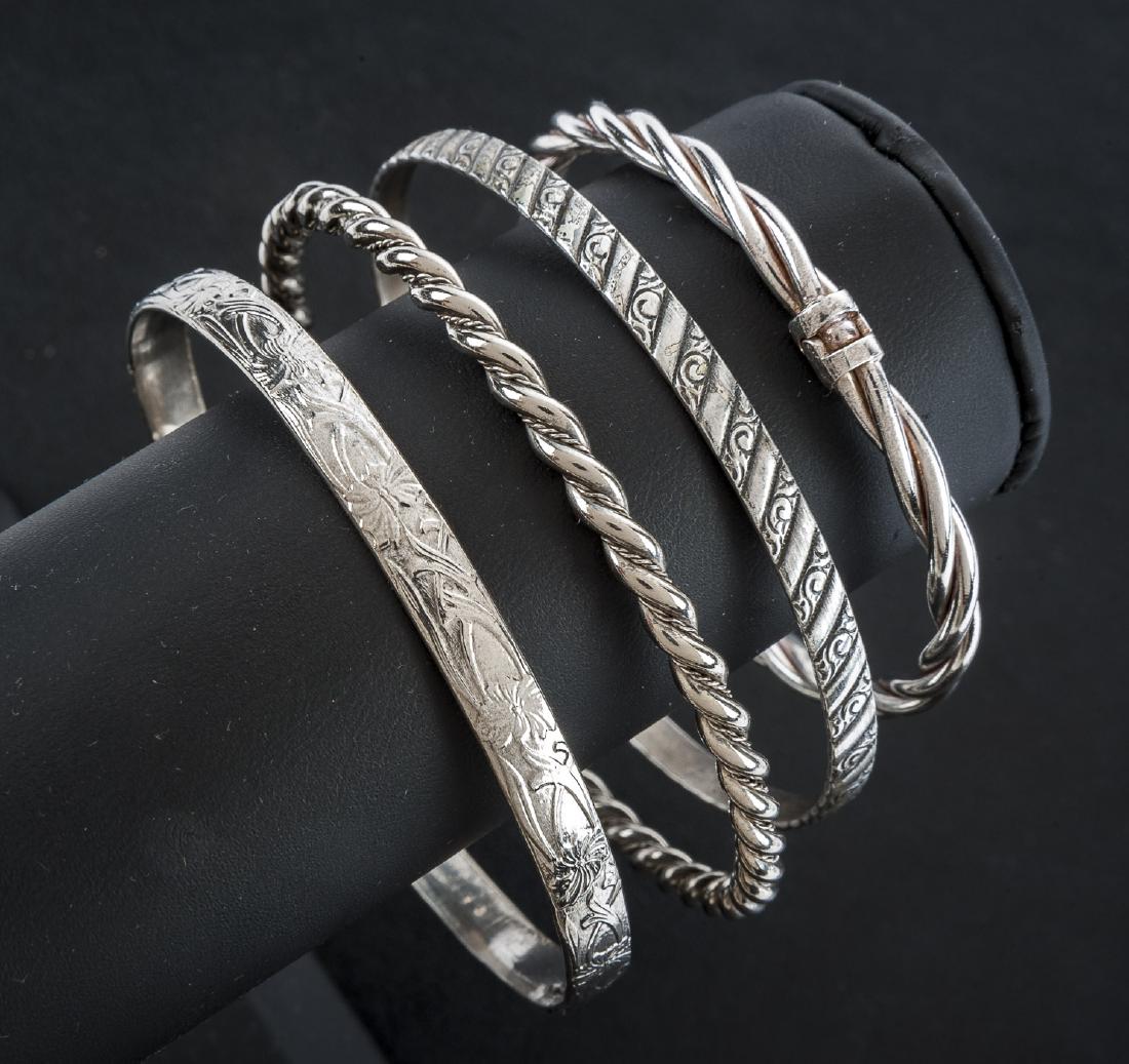 4 Silver Bangle Bracelets (1 of 2)