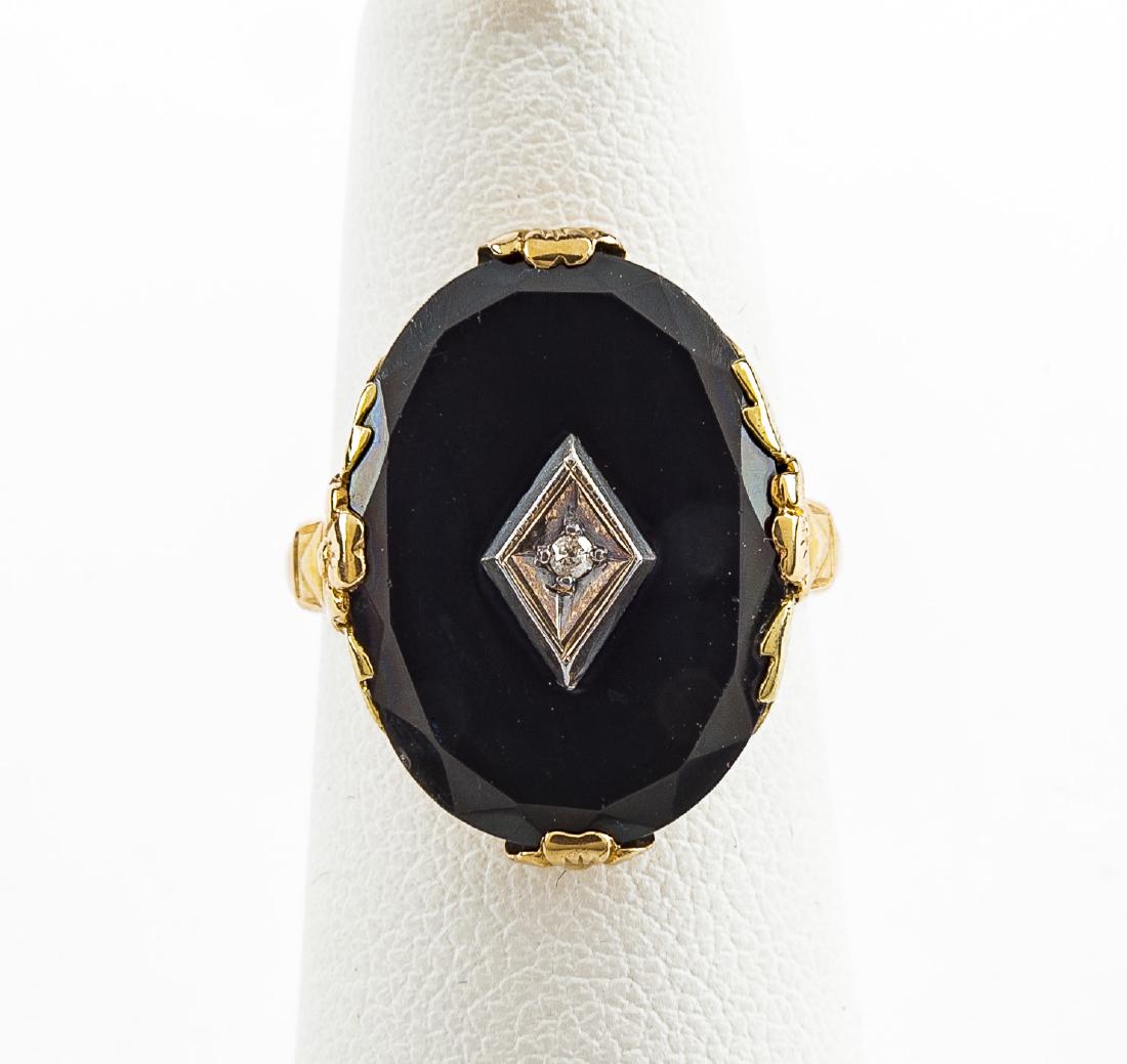 10K Onyx & Diamond Ring (1 of 2)