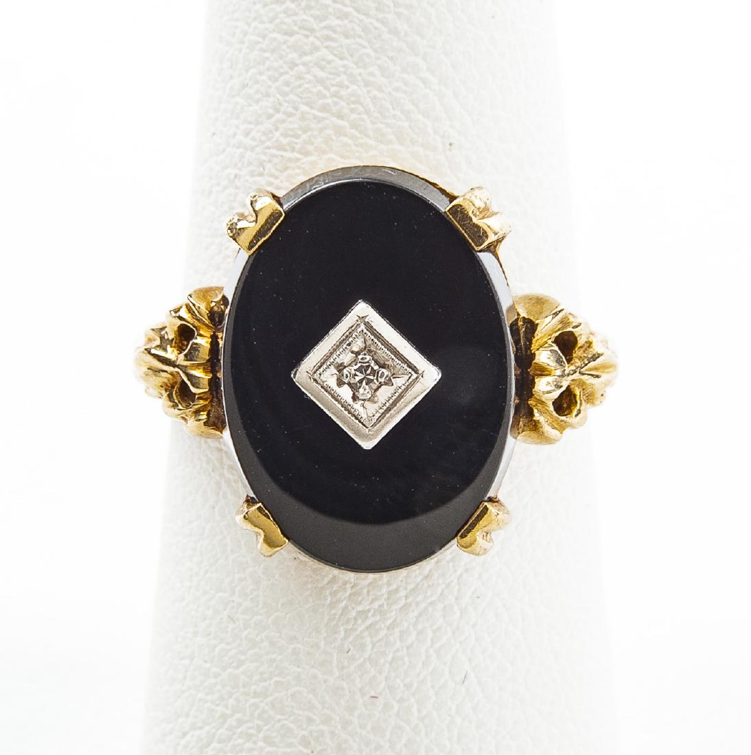 10K Onyx & Diamond Ring (1 of 2)