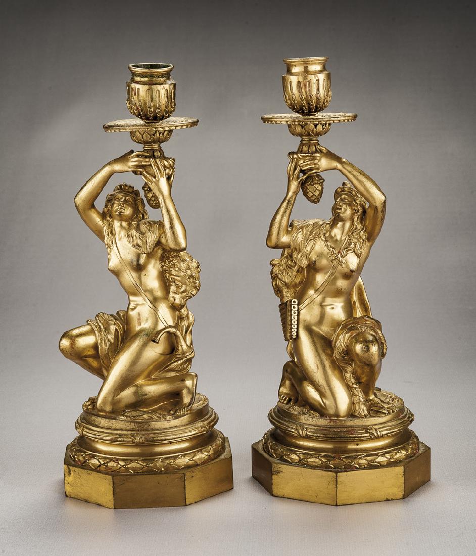 Pair of Figural Gilt Brass Candlesticks (1 of 3)