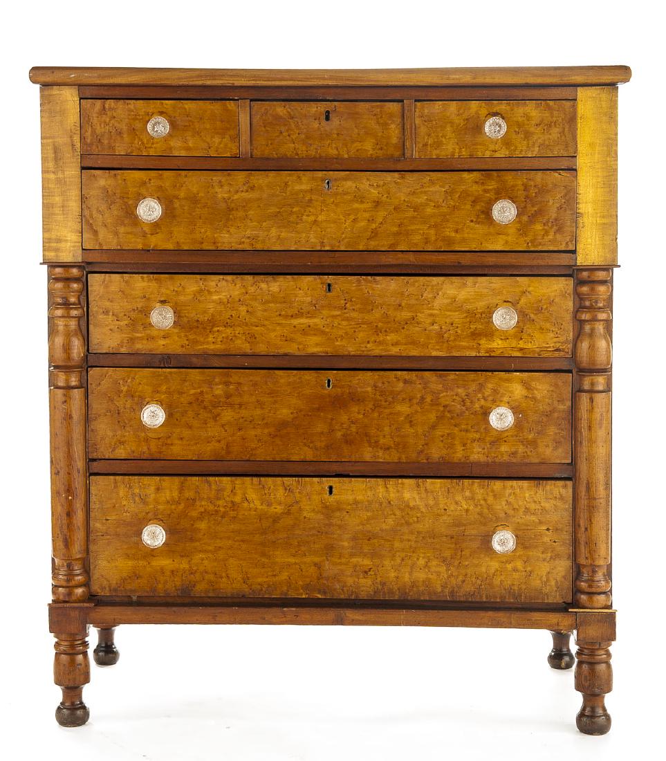 Birds-Eye Maple American Empire Chest of Drawers (1 of 14)