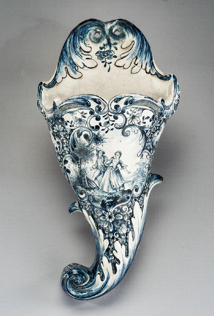 Delft Cornucopia Form Wall Pocket Marked AK (1 of 7)