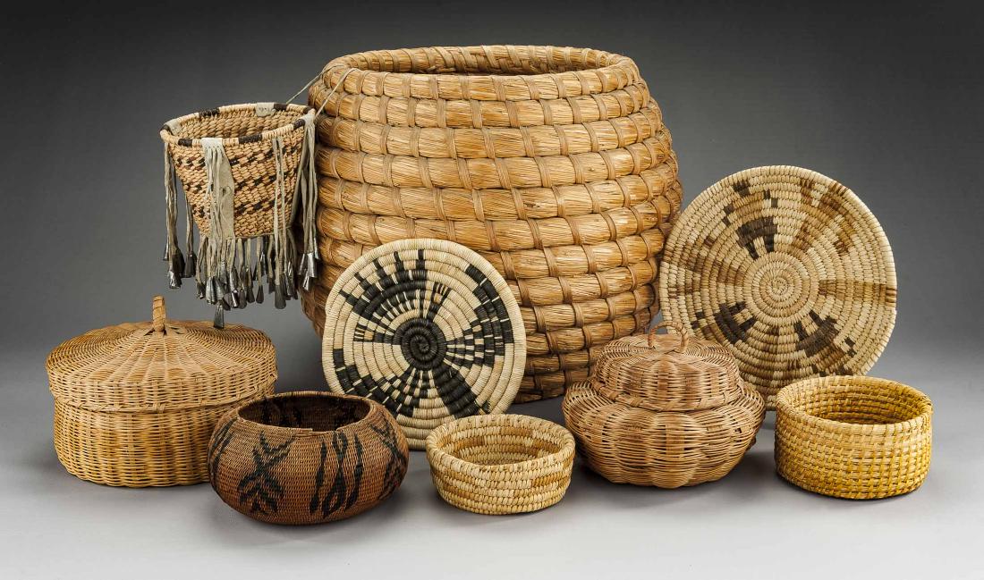 9 Pcs Native American Basketry Incl Apache (1 of 8)