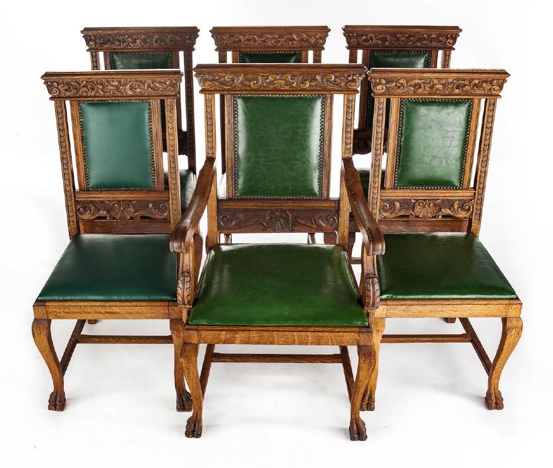 Set of 6 Colonial Revival Golden Oak Dining Chairs (1 of 4)