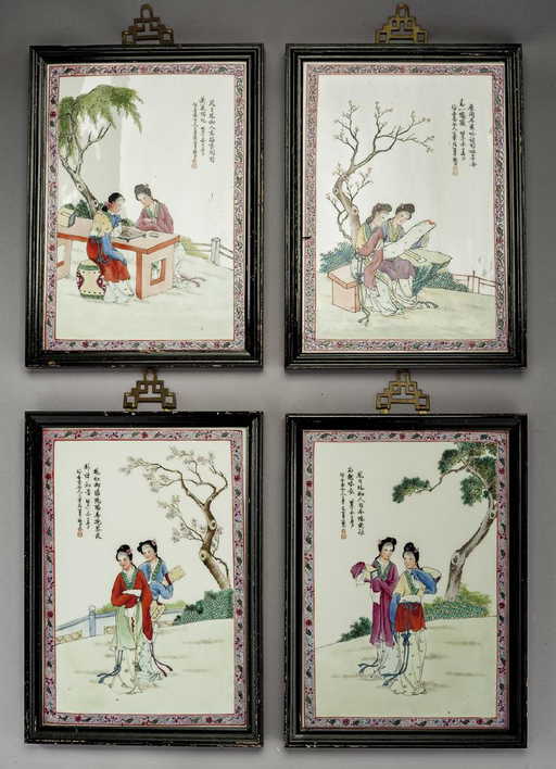 4 Chinese Porcelain Four Seasons Plaques