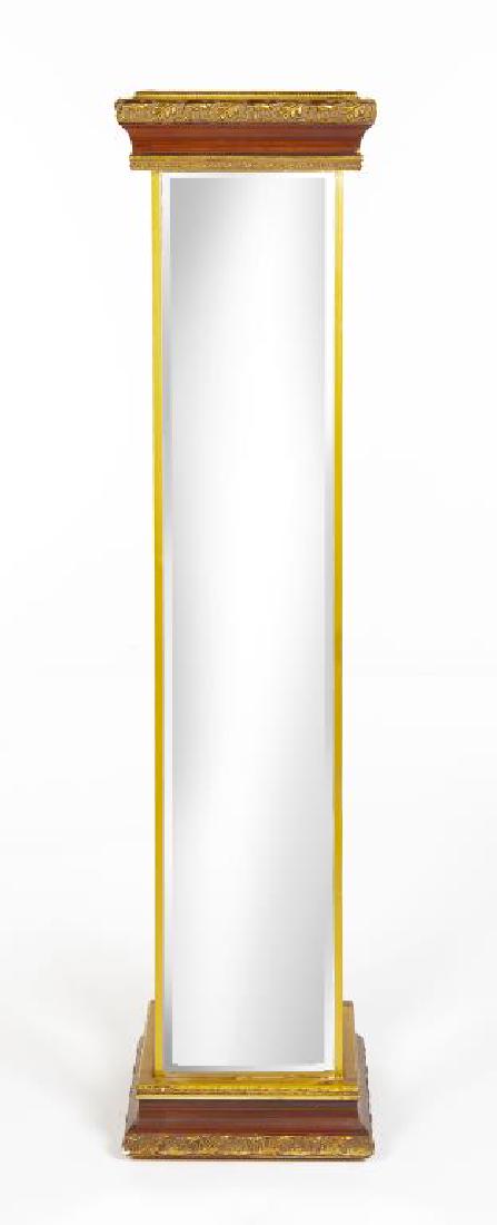 Maitland-Smith Mirrored Plant Stand: DESCRIPTION: A mirrored plant stand by Maitland-Smith. MEASUREMENTS: 11" x 11" x 47" high. CONDITION: Very good.