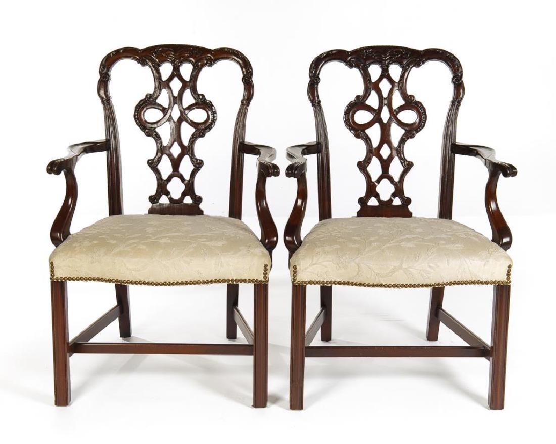 Pair Chippendale Style Arm Chairs (1 of 1)