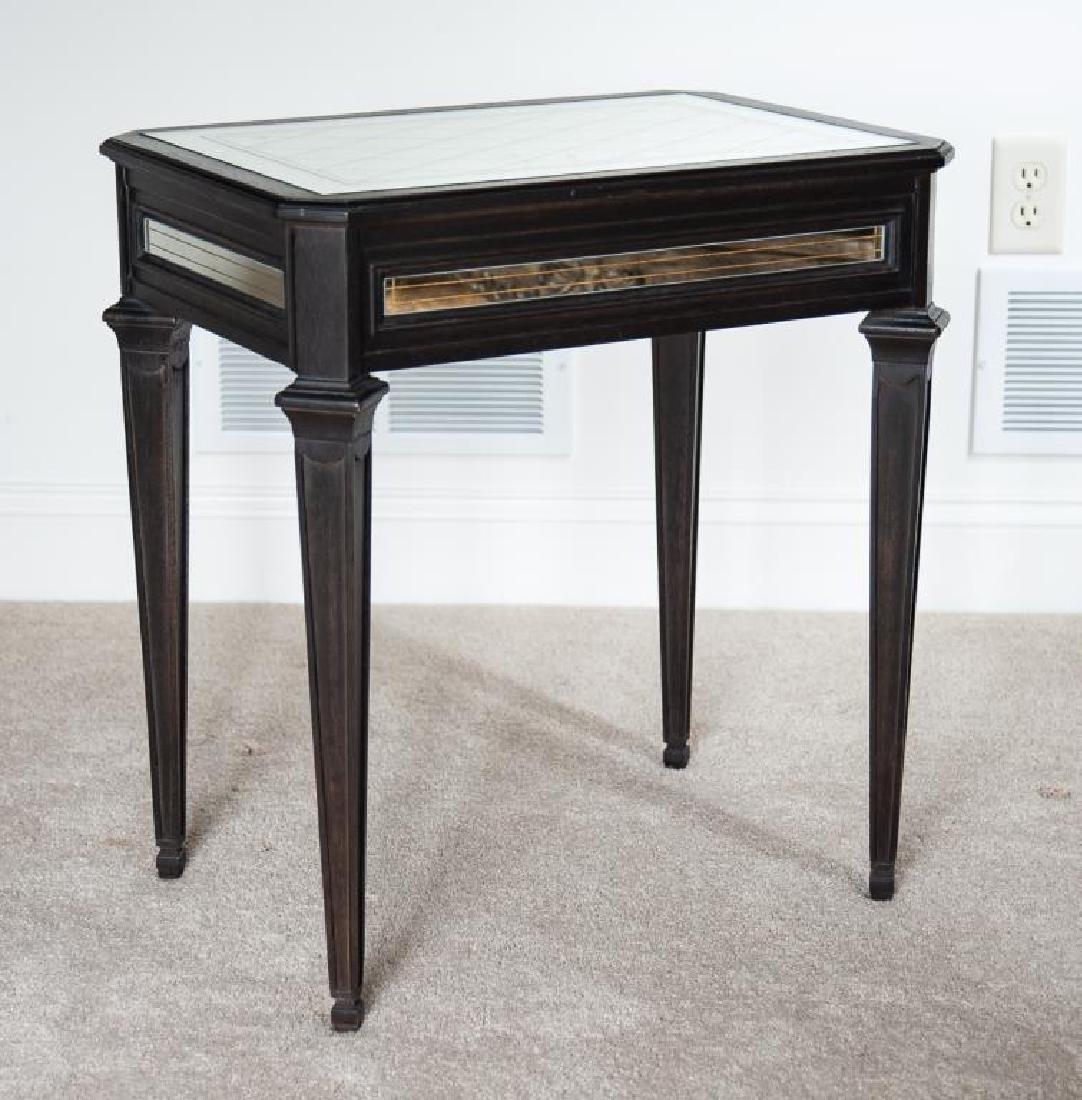 Mirror Top Side Table: DESCRIPTION: A mirror-top side table. MEASUREMENTS: 22" x 16" x 24" high. CONDITION: Very good.