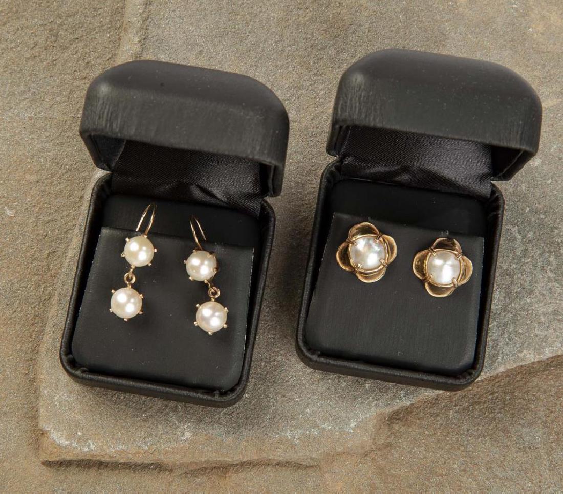 2 Pairs 14K Pearl Earrings (1 of 1)