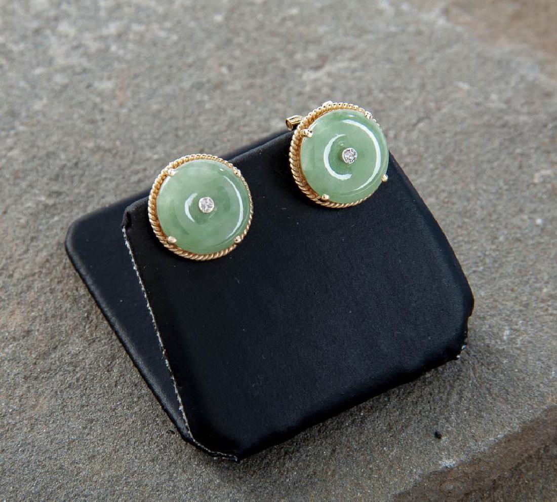14K Jade & Diamond Earrings (1 of 1)