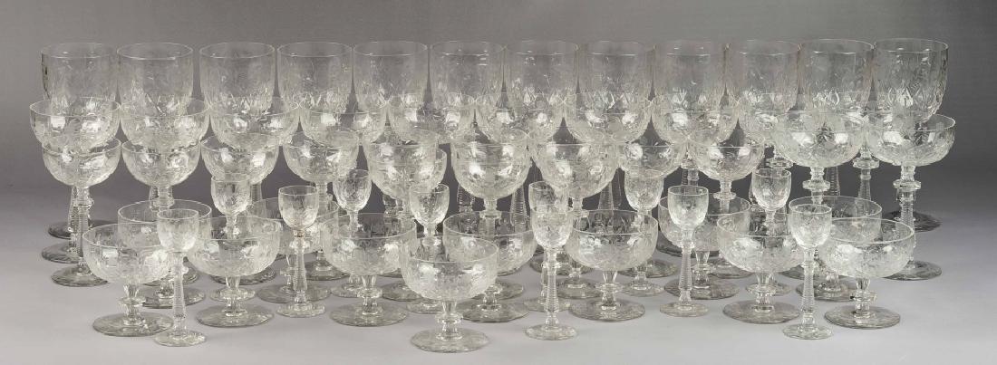 60 Pcs Cut Glass Crystal Floral Stemware (1 of 7)