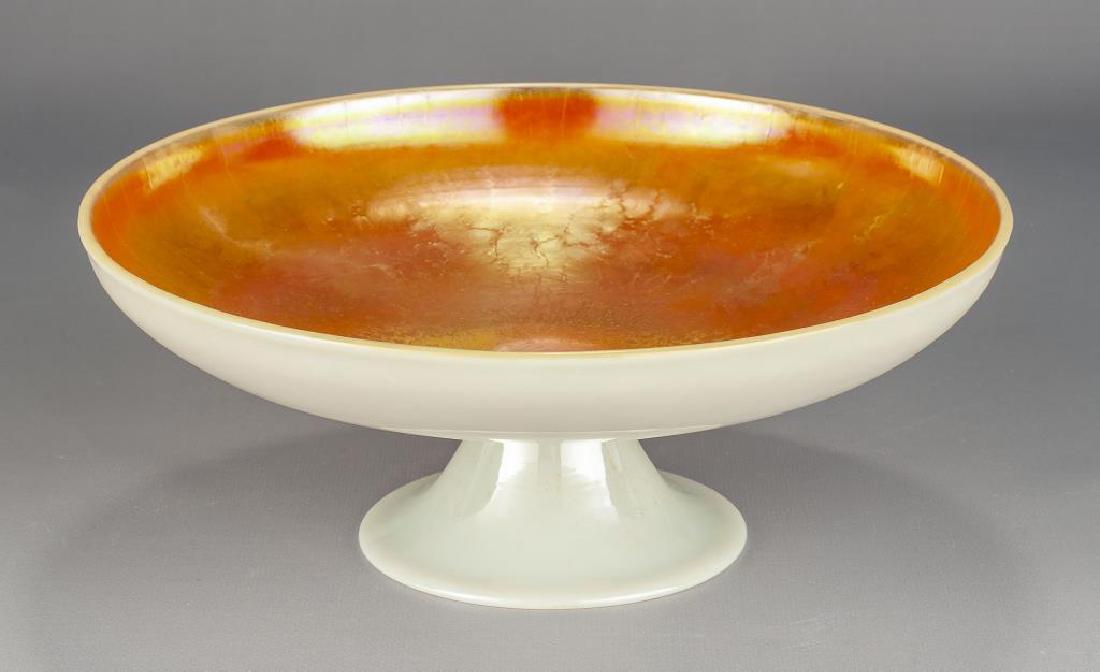 Steuben Attrib. Aurene & Calcite Footed Bowl (1 of 3)