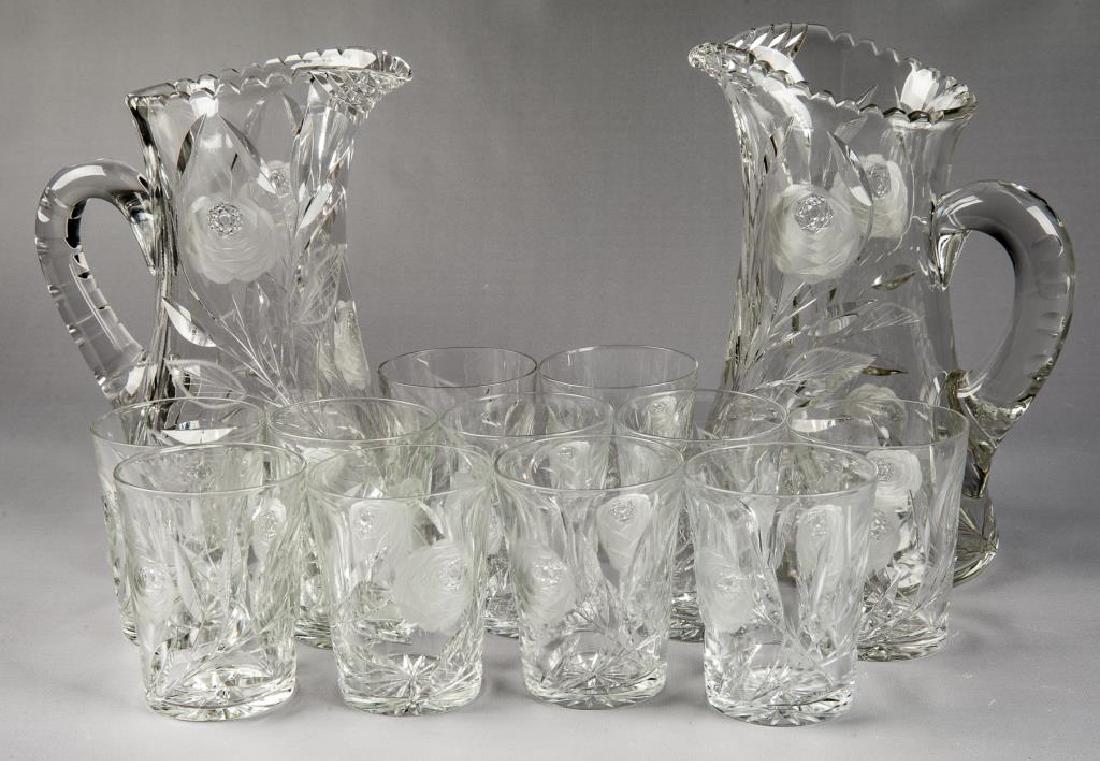 2 American Brilliant Irving White Rose Water Sets (1 of 4)