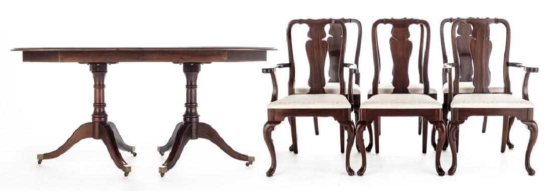 Colonial Revival Dining Table & Queen Anne Chairs (1 of 9)