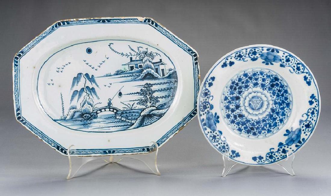 2 Pcs Delft Blue & White Pottery Incl Platter (1 of 5)