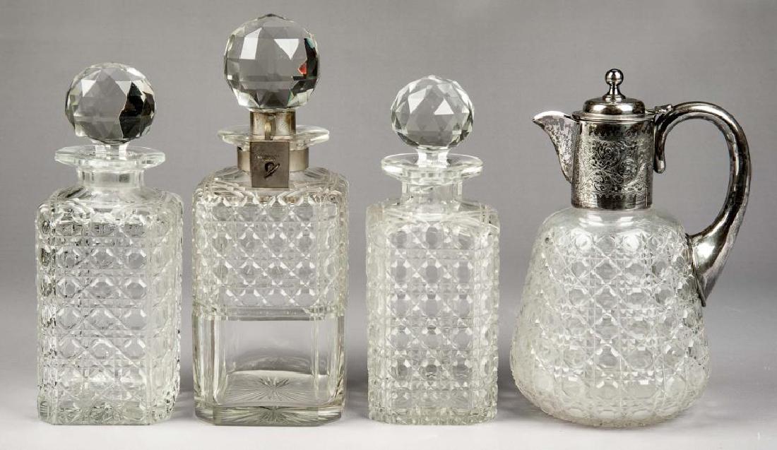 4 pcs Cut Glass Barware incl Locked Decanter (1 of 6)