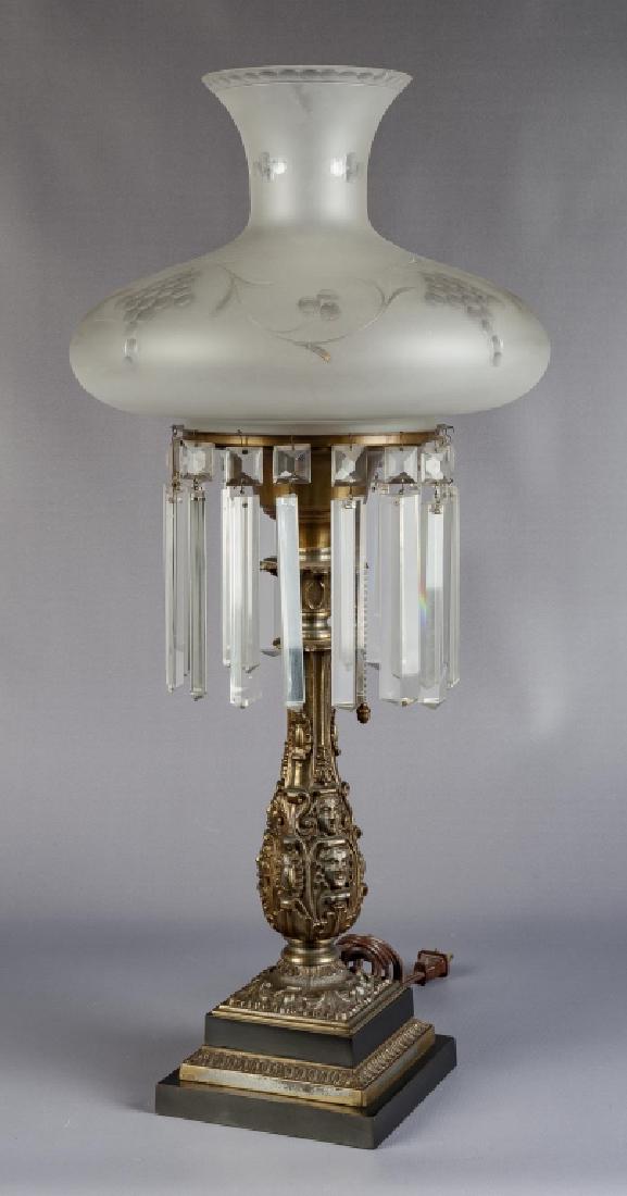 Brass and Glass Banquet Lamp with Prisms (1 of 2)