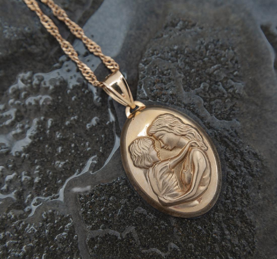 14K Mother/Child Pendant on 18K Chain (1 of 3)