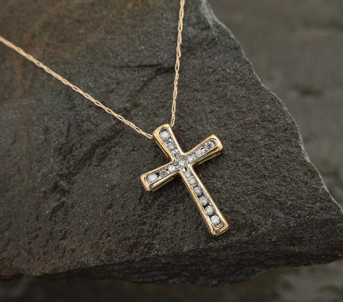 10K .37 CTW Diamond Cross Pendant on Chain (1 of 2)