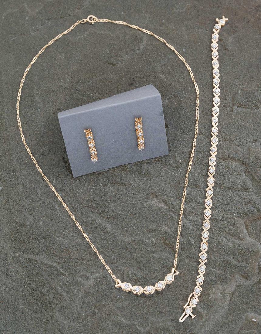 14K 1 CTW Diamond Necklace, Bracelet & Earrings (1 of 4)