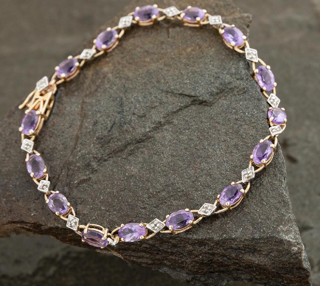10K Amethyst & Diamond Bracelet (1 of 2)