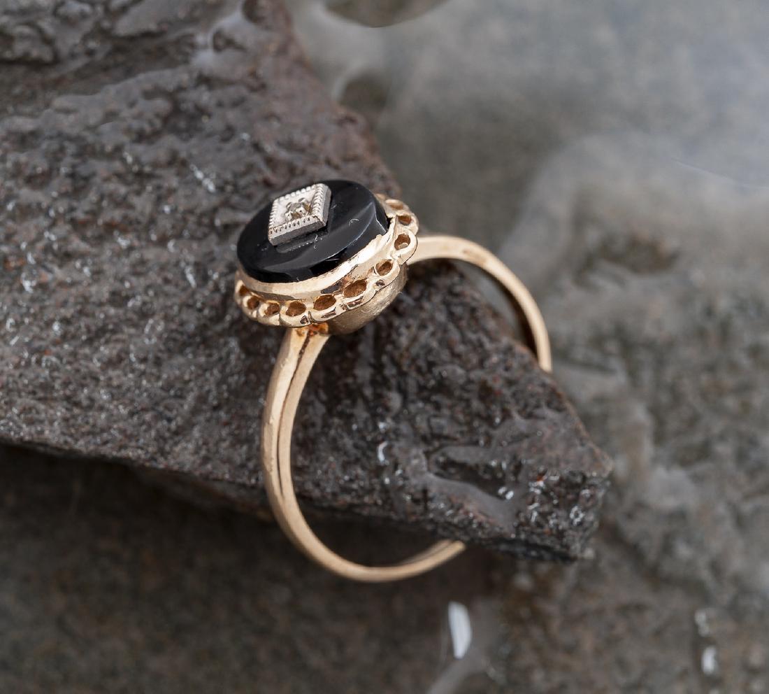 10K Onyx & Diamond Ring (1 of 2)