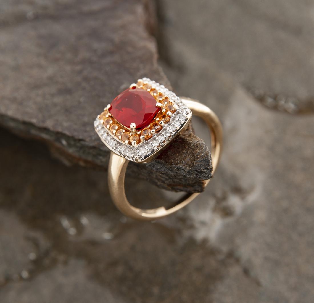 14K Mexican Opal, Citrine & Diamond Ring (1 of 2)