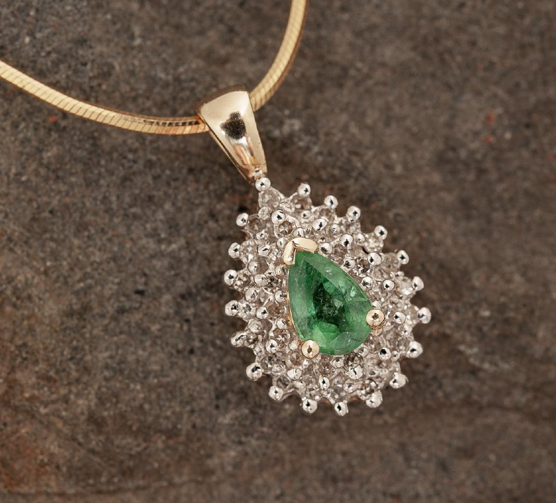 Emerald & .34 CTW Diamond Pendant on 14k Chain (1 of 3)