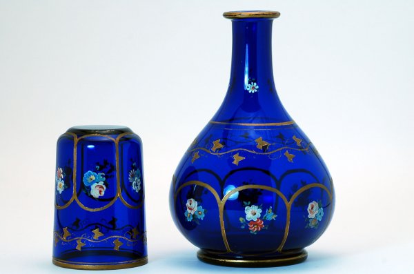 Bohemian Handpainted Cobalt Tumble-Up Set - 2