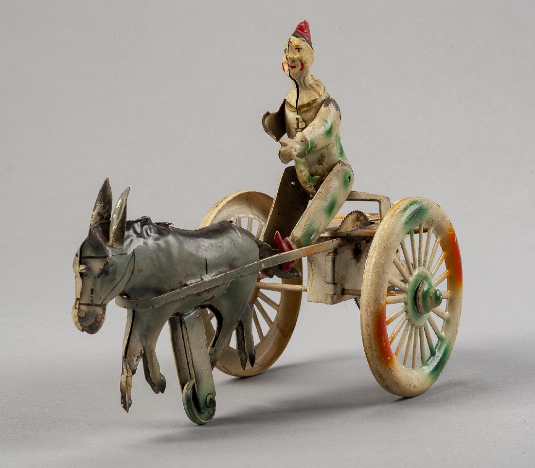 Hand Painted Clown with Donkey Cart Tin Toy (1 of 5)