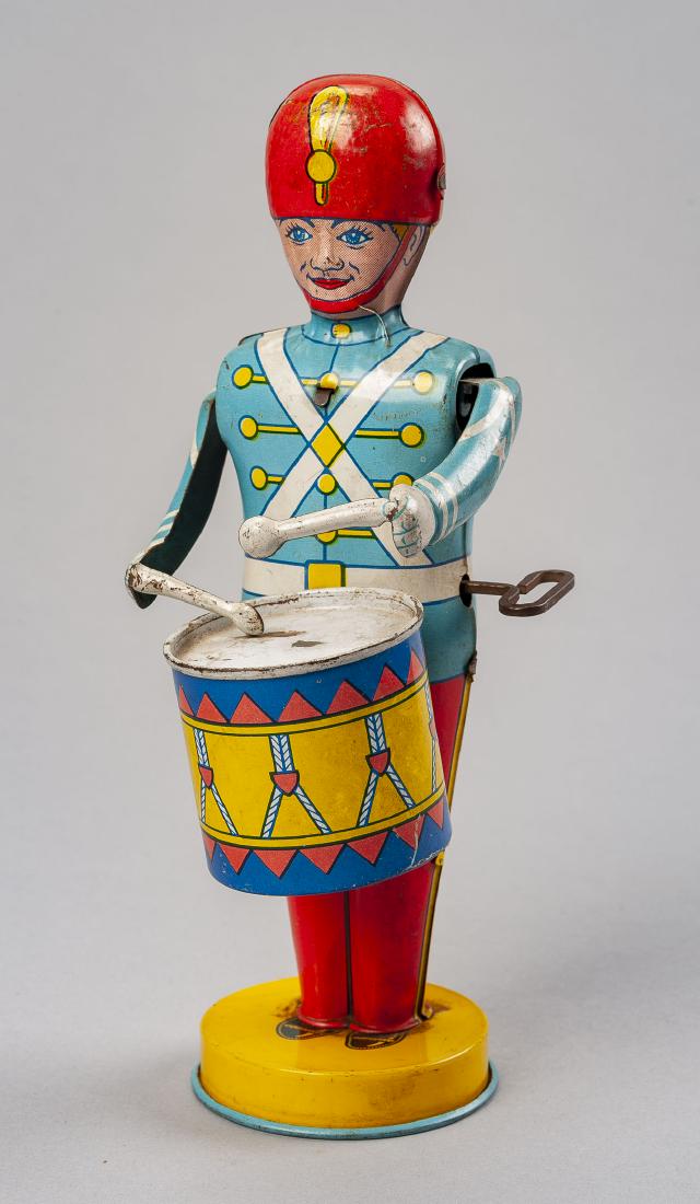 J. Chein Drummer Boy Wind Up Tin Toy