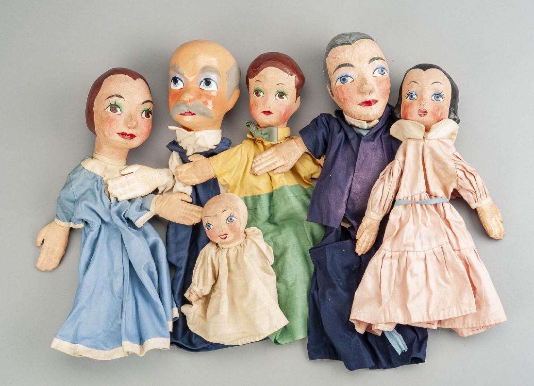 6 Folk Art Papier Mache Hand Puppets (1 of 4)