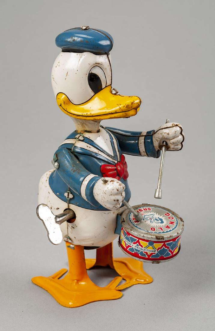 Linemar Donald Duck Drummer Wind Up Tin Toy (1 of 6)